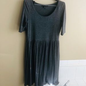 Banana Republic Gray Pleated Scoopneck Dress